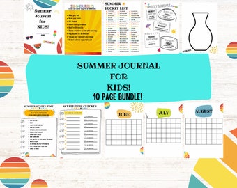 Diario de verano para niños: Lista de deseos y calendarios (descarga digital)