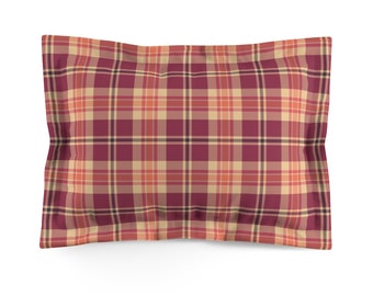 Coral plaid pillow | Etsy Coral Cream Plaid Pillow Sham Coral