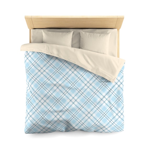 Light Blue Duvet Cover Twin Or Double Queen Size In Soft Etsy