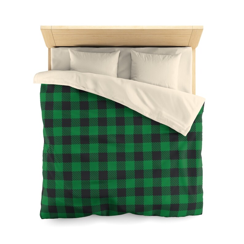 Lumberjack Duvet Cover Twin Or Double Queen Size In Green Etsy