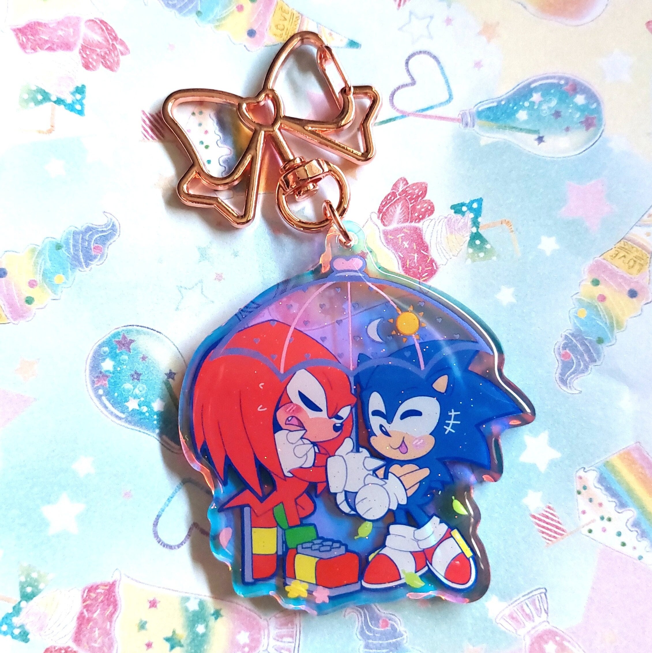 Shadow & Silver the Hedgehog 3 Clear Blue Acrylic Charm 