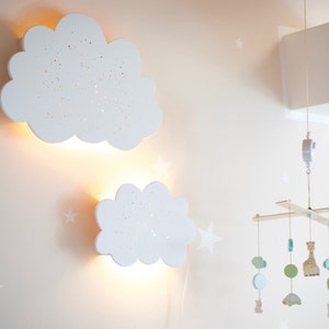 Kinderlampe Wandlampe Wandleuchte Wolkenlampe Holzlampe Babylampe Kinderzimmer Nachtlicht Nachtleuchte Bild 1