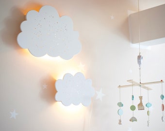 Kinderlampe Wandlampe Wandleuchte Wolkenlampe Holzlampe Babylampe Kinderzimmer Nachtlicht Nachtleuchte