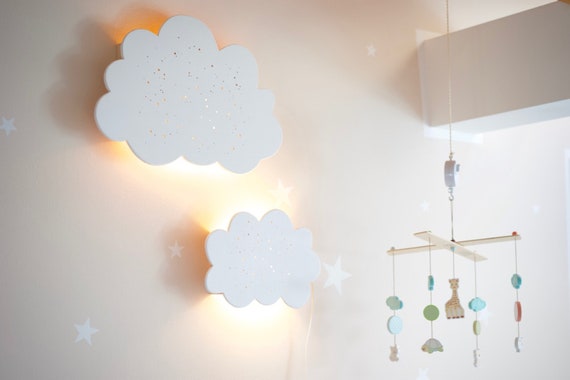 Lampe enfant applique murale lampe nuage lampe en bois lampe bébé chambre  enfant veilleuse veilleuse -  France