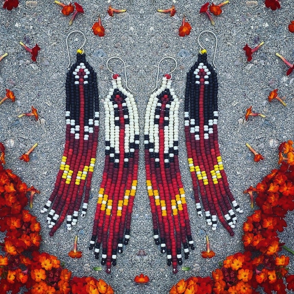 Tiny Arrows, Handmade Earrings, Seed Bead Earrings, Chandelier Earrings, Handwoven, Dangle Earrings, Beaded Earrings, US Made, FREE Shipping