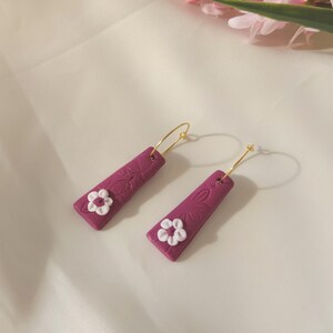 Polymer clay hoop earrings, Clay earrings, Gift for her