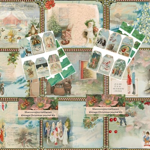 Vintage Christmas Journal Kit / Digital download / Printables / Junk Journal Tags