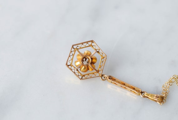 Antique Edwardian 10k Yellow Gold Diamond Butterc… - image 7