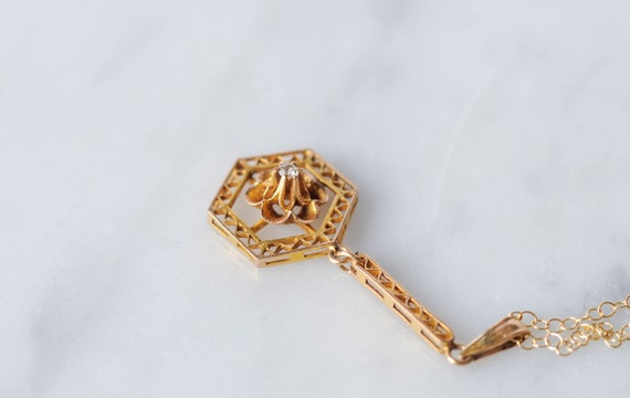 Antique Edwardian 10k Yellow Gold Diamond Butterc… - image 8