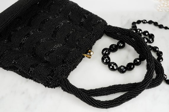 Vintage Jorelle Black Beaded Evening Hand Bag wit… - image 3