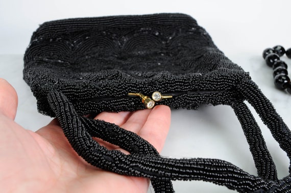 Vintage Jorelle Black Beaded Evening Hand Bag wit… - image 8