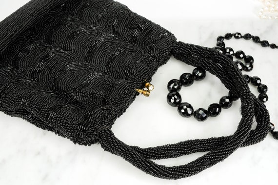 Vintage Jorelle Black Beaded Evening Hand Bag wit… - image 10