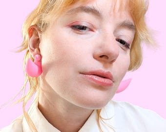 Pendientes de cuerno rosa pastel