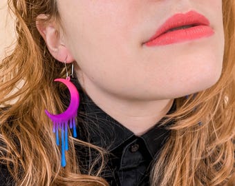 Pendientes Luna Derretida — Neon Bi