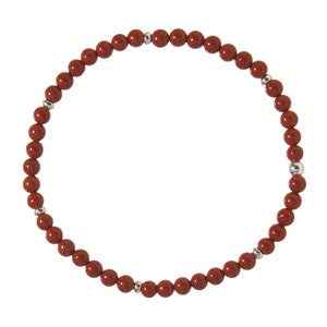 Jasper bracelet red - Red Jasper and 925 silver - 4.5 mm pearls - Pearl bracelet red - Gemstone bracelet