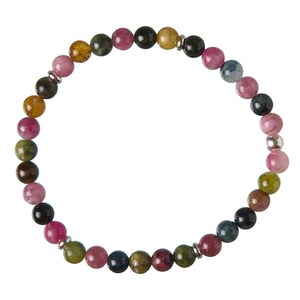 Tourmaline bracelet - natural tourmaline colorful, 925 Sterling silver - colorful pearl bracelet - ball bracelet tourmaline 6 mm