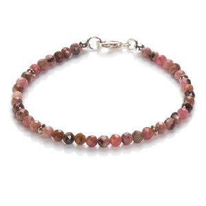 Rhodonite bracelet - gemstone bracelet with clasp - natural rhodonite and 925 silver - pearl bracelet semi-precious stone