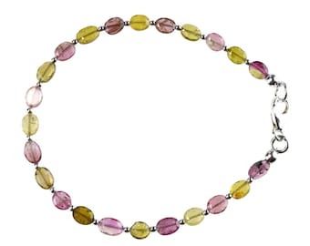 Tourmaline colorful bracelet silver