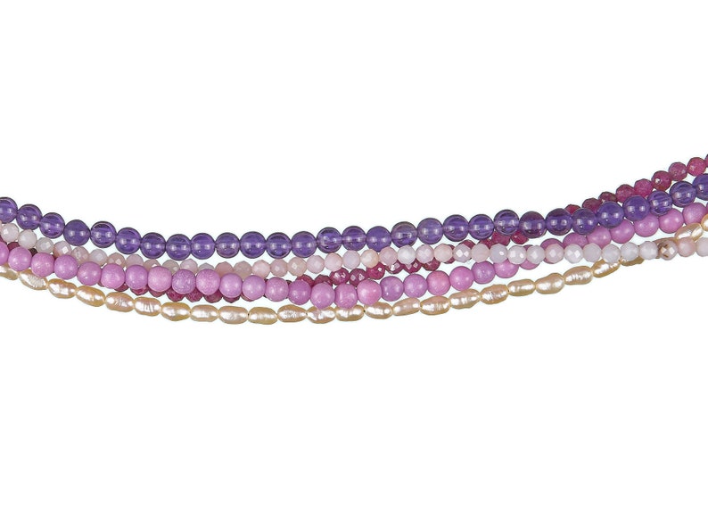 Ruby Amethyst Pearl 5-row necklace necklace image 3