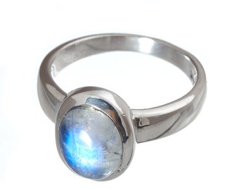 Mondstein blau Ring 925 Silber