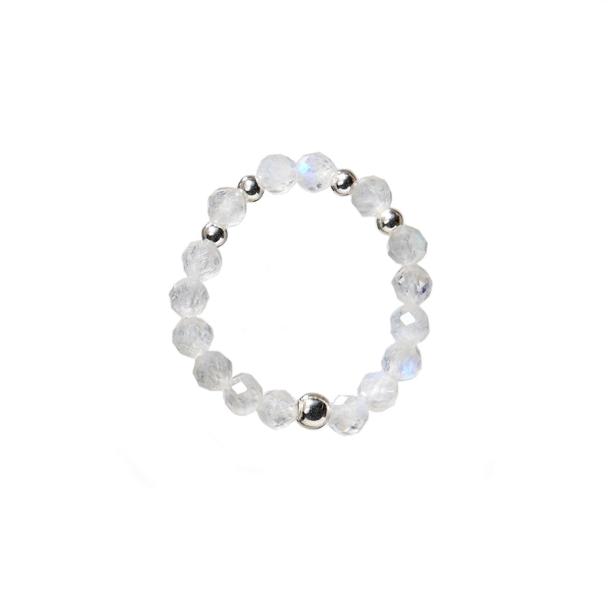 Anello elastico con perle di cristallo boho, impilabile, anello con perle di pietra preziosa, anello arcobaleno elastico, realizzato a mano, per donne e ragazze, misura unica, Metallo