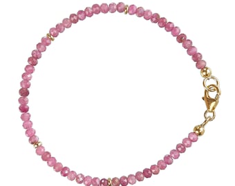 Turmalin pink / Rubellit Armband Silber vergoldet