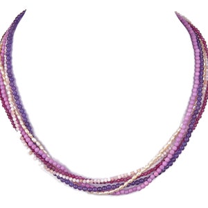Ruby Amethyst Pearl 5-row necklace necklace image 1