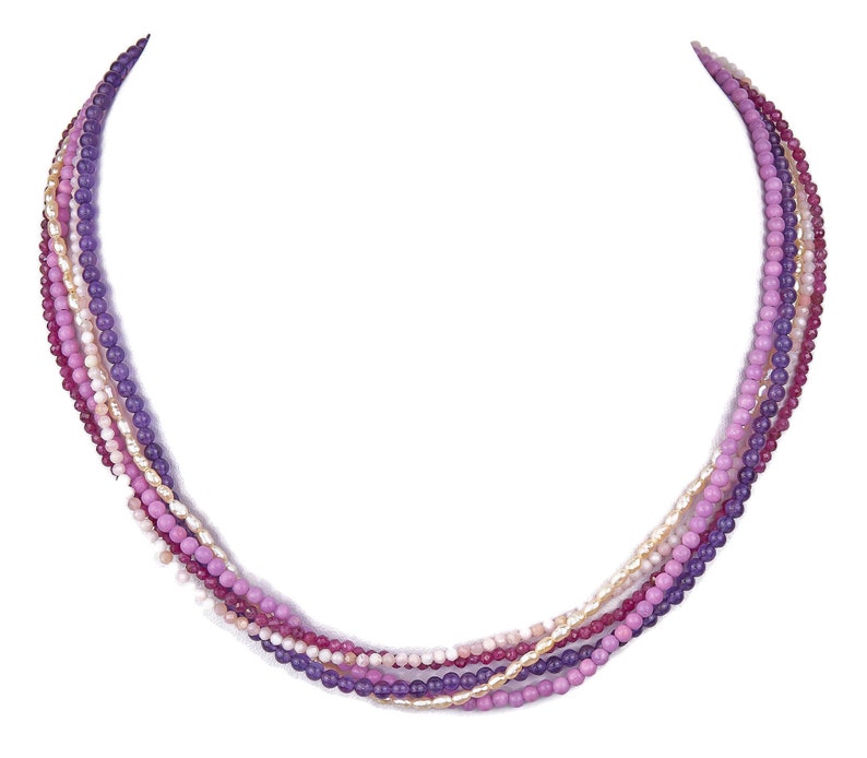 Ruby Amethyst Pearl 5-row necklace necklace image 1