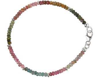 Tourmaline colorful bracelet silver