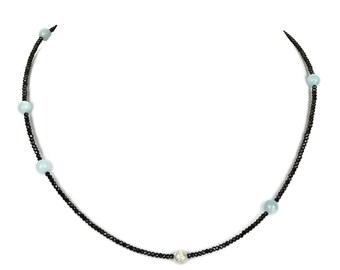 Aquamarin - Spinell Kette Halskette