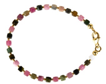 Tourmaline colorful bracelet silver gold plated