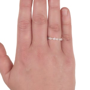 Rainbow Moonstone Stretch Ring Beaded Ring Elastic Moonstone Ring Stacking Ring
