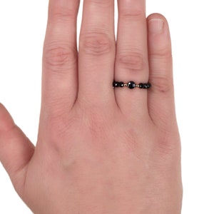 Spinel black stretch ring pearl ring elastic spinel ring stacking ring