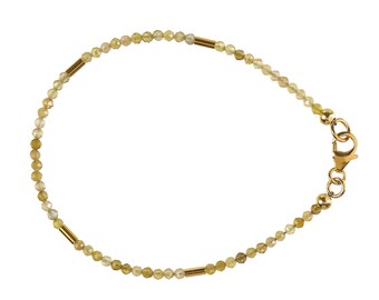 Pulsera de turmalina amarilla plateada bañada en oro