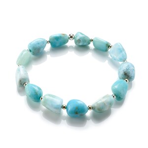 Larimar armband - Atlantis stenen armband XL stenen - 925 zilver of verguld - Larimar edelsteen armband