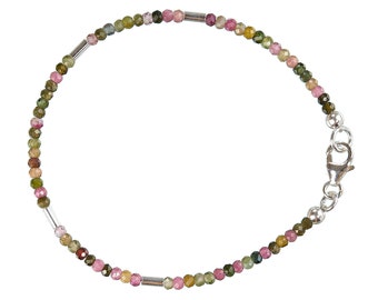 Tourmaline colorful bracelet silver