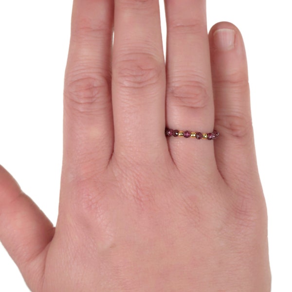 Granat Stretch Ring Perlenring elastisch Granatring Stapelring