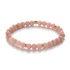 Andean Opal Bracelet - Pink Pearl Bracelet - Pink Andean Opal 6.5 mm Pearls and 925 Silver Gold Plated - Gemstone Bracelet - Opal Bracelet