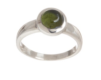 Bague Vintage Argent 925 & Vermeil Avec Perle Culture Et Péridot - Taille 58 - Style Unique