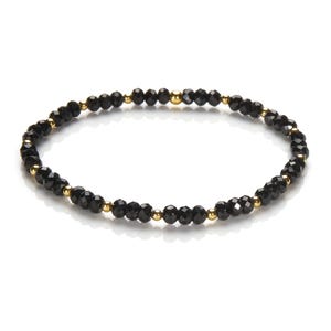 Black tourmaline bracelet - Gemstone bracelet - Schorl and 925 silver, gold-plated or rose-gold-plated - Black pearl bracelet