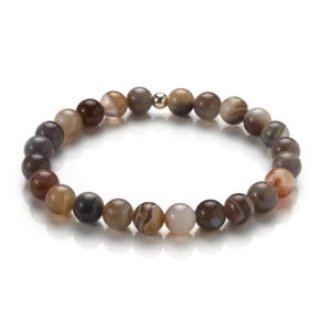 Botswana agate bracelet - gemstone bracelet - agate bracelet 8 mm - pearl bracelet natural tones