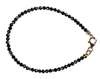 Black Tourmaline / Schorl Bracelet Silver Gold Plated