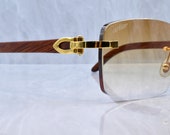 Cartier rimless vintage wood C decor brand new with box Bubinga gold Woods