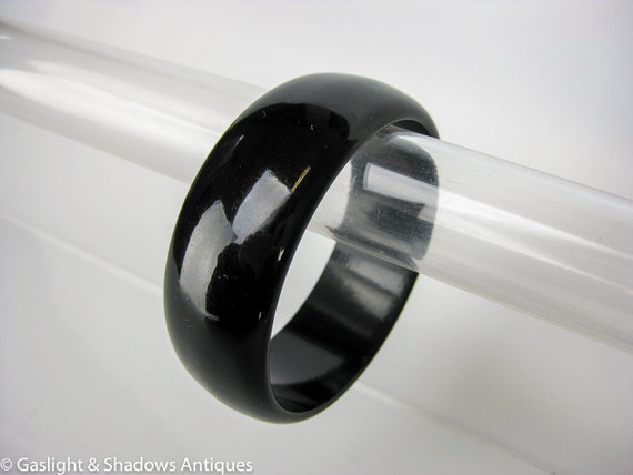 Black Vintage Bakelite Bracelet Bangle - image 1