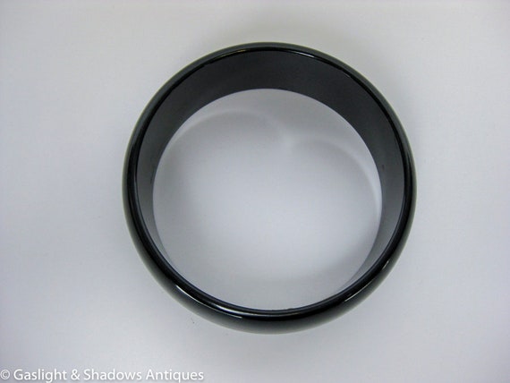 Black Vintage Bakelite Bracelet Bangle - image 3