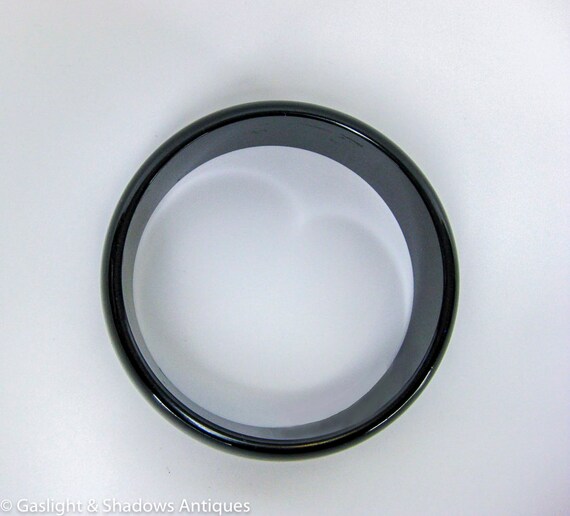Black Vintage Bakelite Bracelet Bangle - image 6