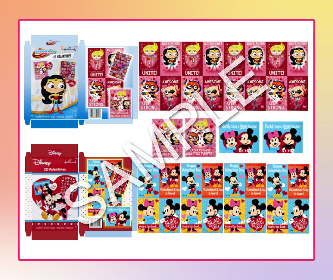 PRINTABLE Valentine Card Sets, Includes FOUR Different Designs, for 1:3 ...