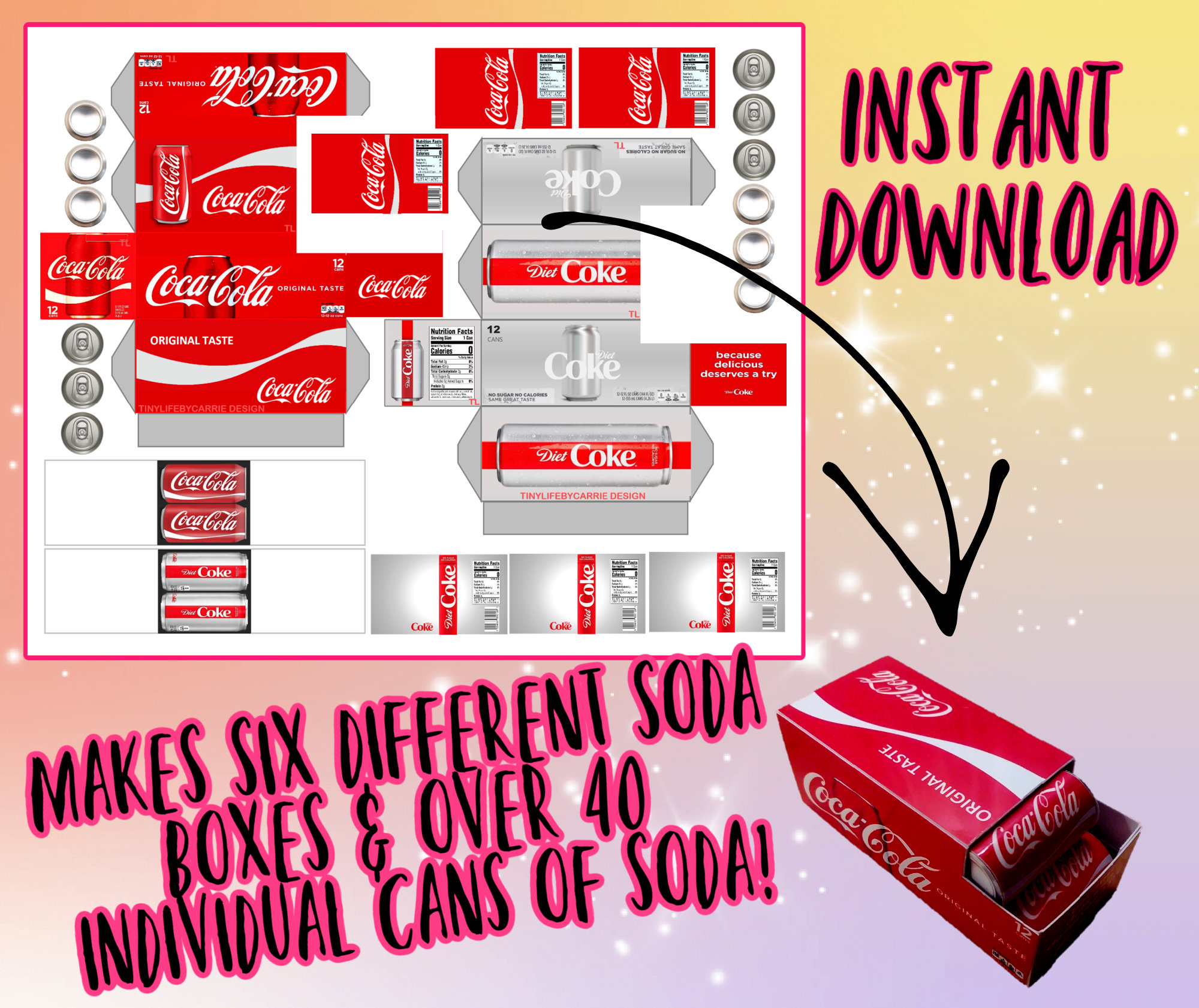 PRINTABLE Soda Boxes and Soda Cans for 13 Scale Dolls can Be Etsy