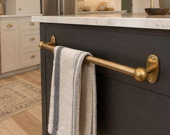 Unlacquered Brass Towel Bar, Solid Brass Towel Holder, Vintage Style Bathroom Hardware