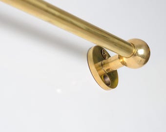 Custom Width Brass Café Curtain Rod – 12 mm Unlacquered Brass (Living Finish)